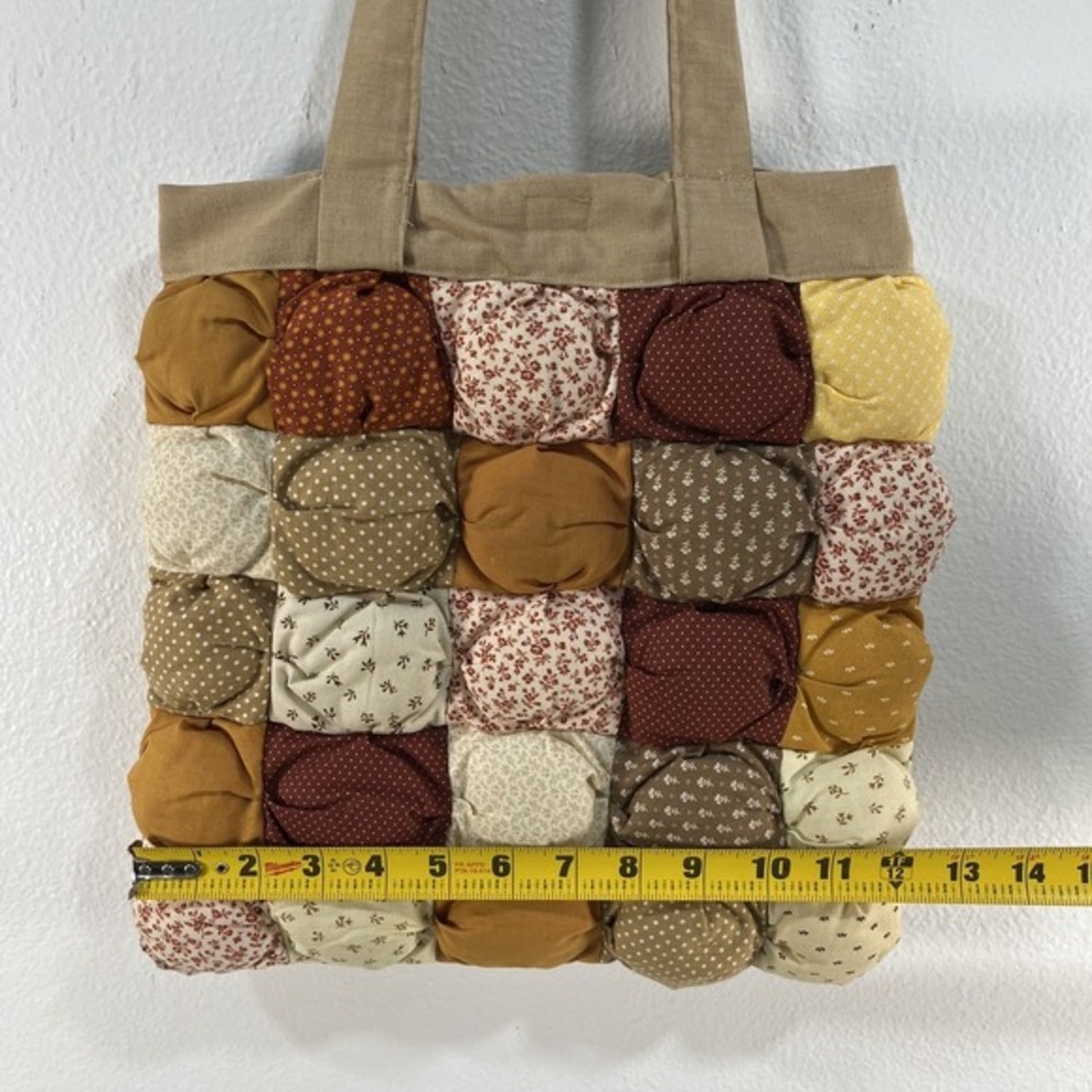 Handmade Puff Quilted Patchwork Tote Bag Boho Cottagecore Vintage Style - Picture 7 of 8